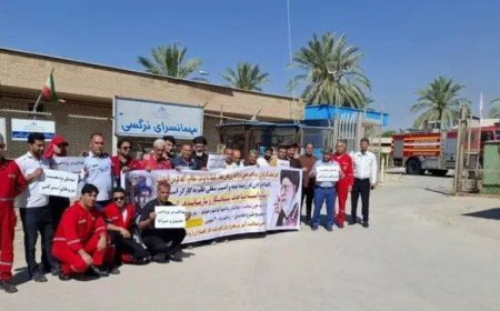 تجمع کارگران پیمانکاری نفت گچساران/ طرح ساماندهی اجرا شود