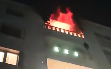 فیلم| حریق طبقه پنجم یک آپارتمان در بندرعباس
