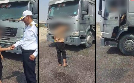 توقیف کامیون حامل گاز مایع با راننده ۱۴ ساله در میناب