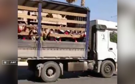فیلم|جابه‌جایی دانش‌آموزان یک مدرسه در جهرم با کامیون