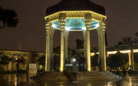 فیلم/نمایی زیبا از آرامگاه حافظ در شبی بارانی