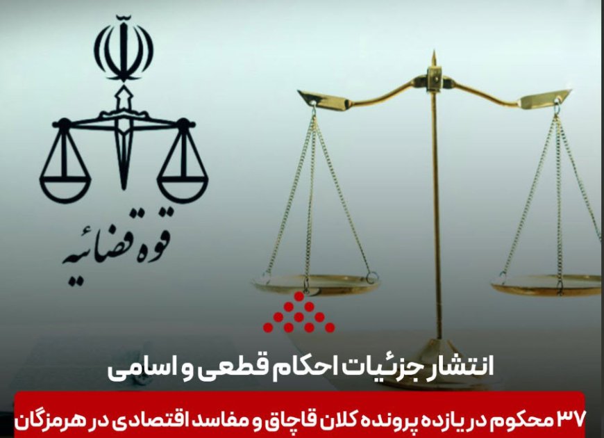جزئیات احکام قطعی و اسامی ۳۷ محکوم ۱۱ پرونده قاچاق و مفاسد اقتصادی استان هرمزگان منتشر شد