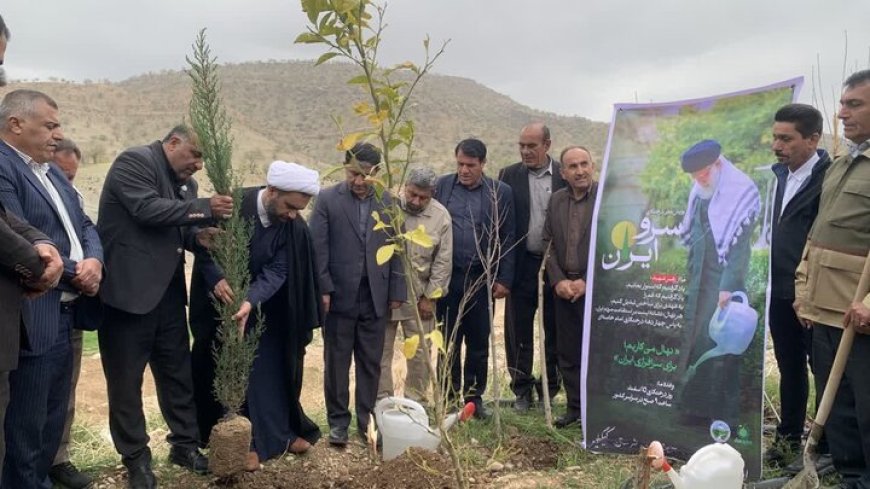 مردم روستای قلعه جلوی چاروسا ۷۰۰ اصله درخت در پویش سرو ایران کاشتند