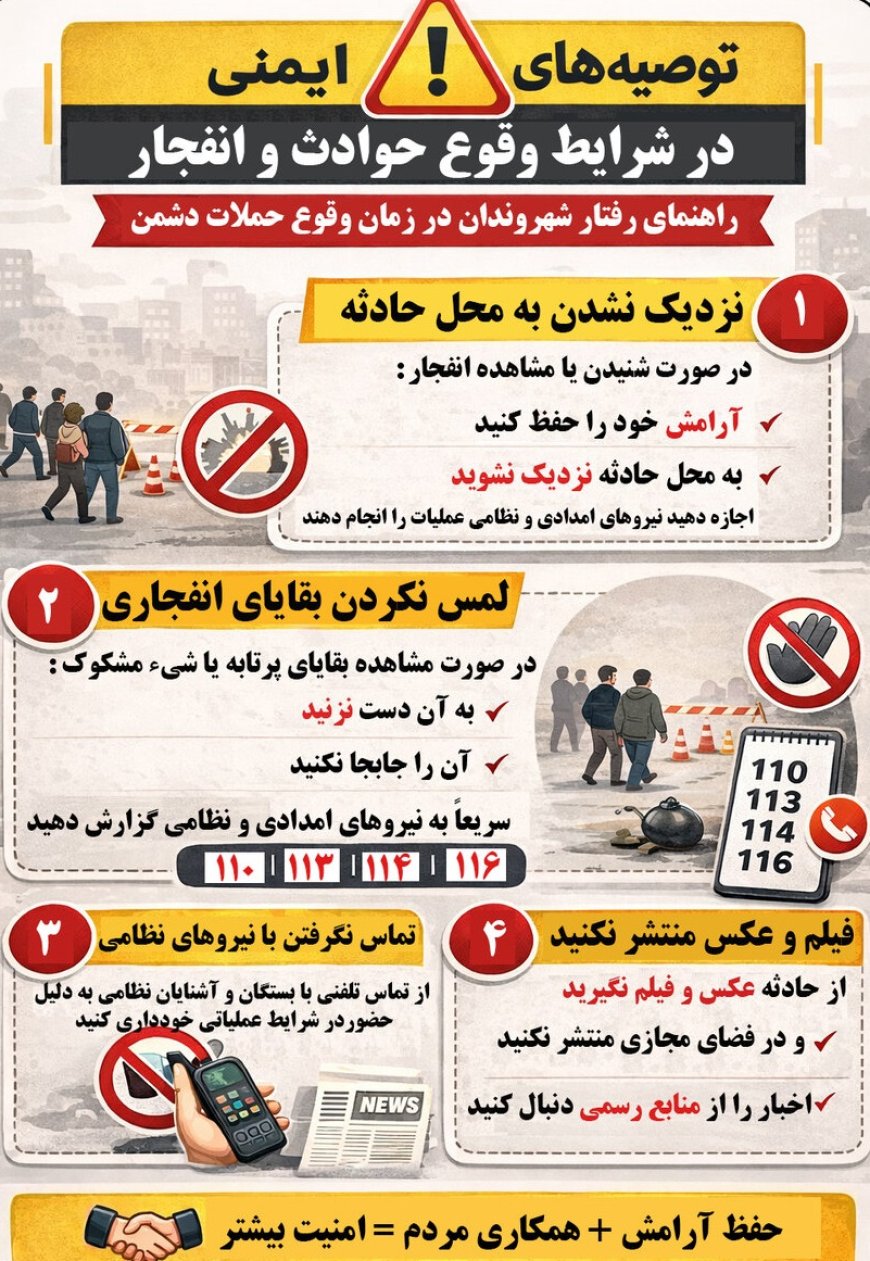 شهروندان در زمان وقوع انفجار چه مواردی را رعایت کنند؟