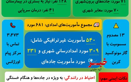وقوع ۱۴۱ حادثه رانندگی طی یک روز در فارس