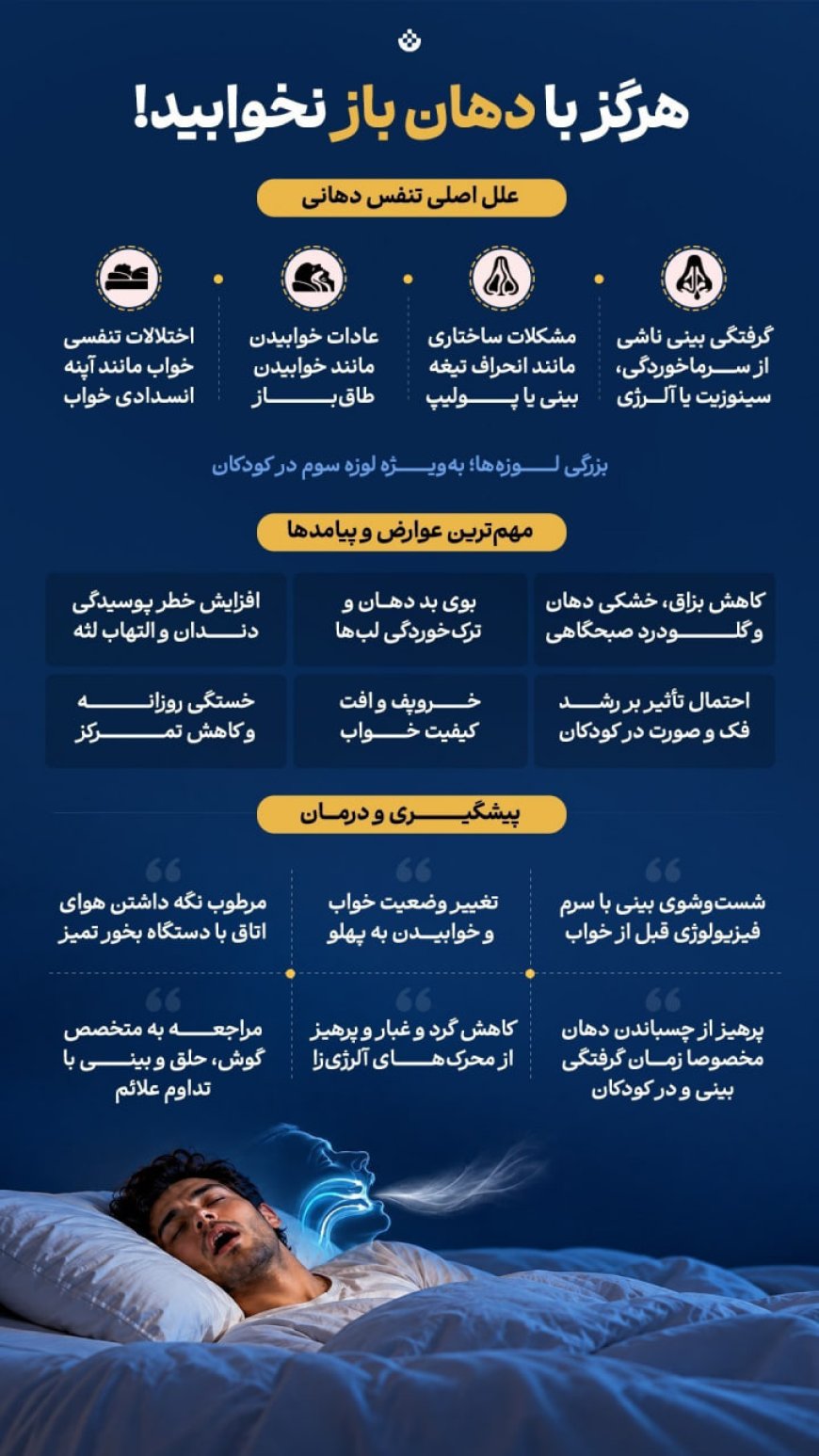 خطرات خوابیدن با دهان باز